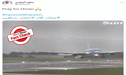 Video of plane landing amid turbulent winds is from UK, not Oman
