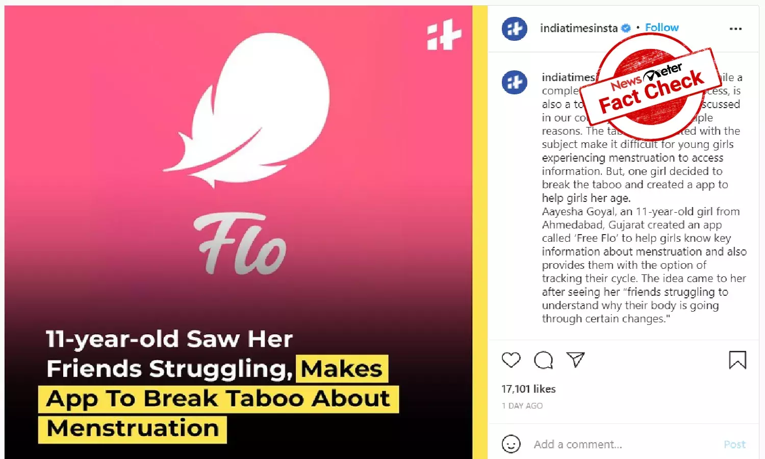 Did India Times goof up while reporting about Aayesha Goyals period tracker?