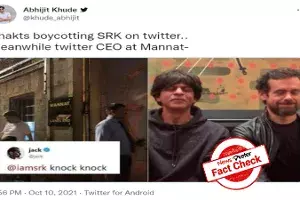 FACT CHECK: Twitter CEO did not meet SRK at Mannat post-Aryan Khans arrest FACT CHECK: Twitter CEO did not meet SRK at Mannat post-Aryan Khans arrest