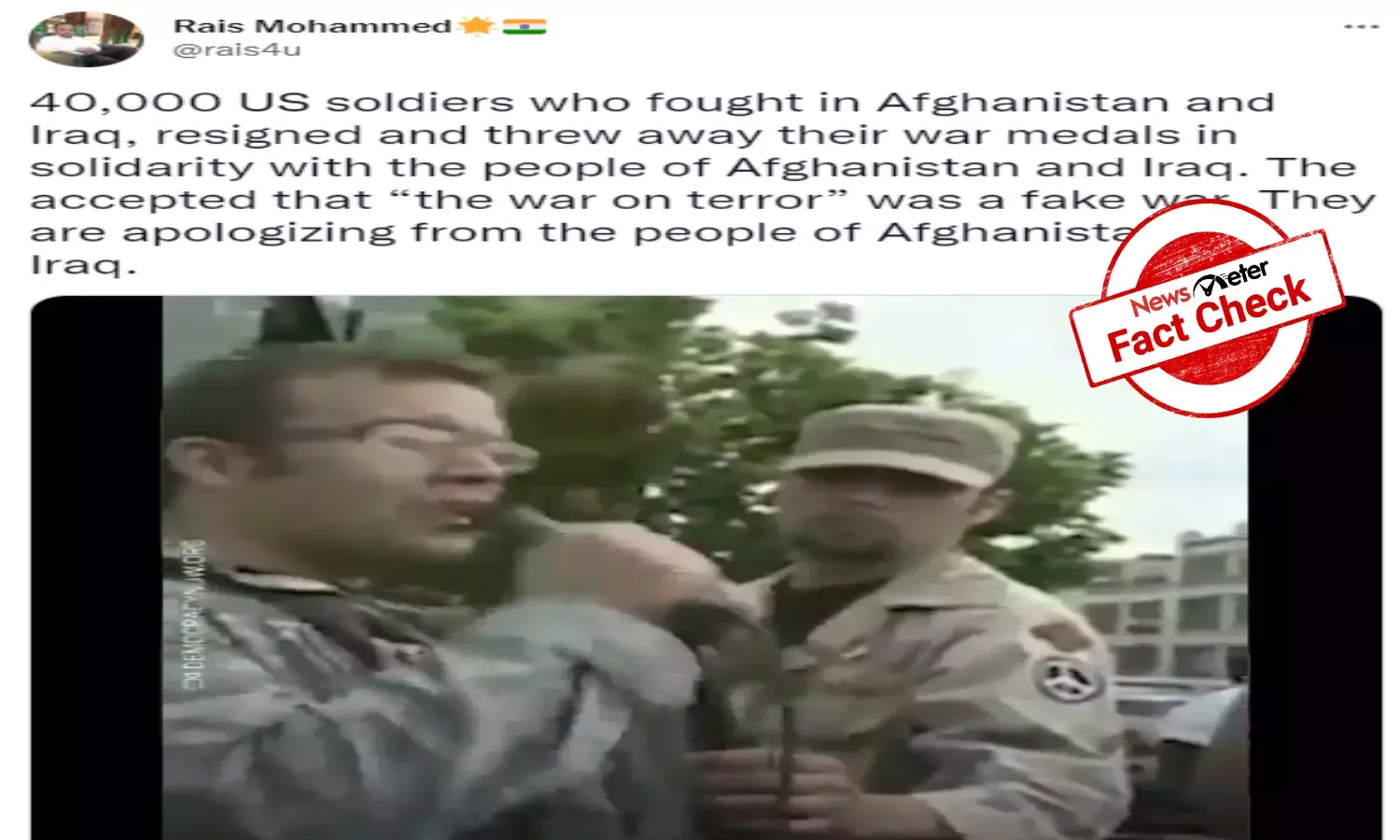 FACT CHECK: Did 40,000 US soldiers throw away medals to show solidarity with Afghanis and Iraqis?