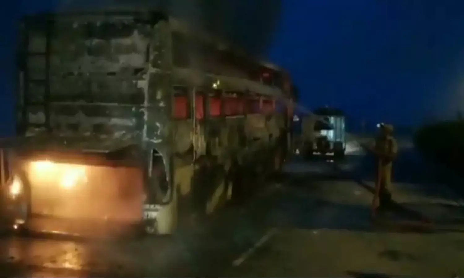 26 passengers miraculously escape as bus catches fire in Jangaon