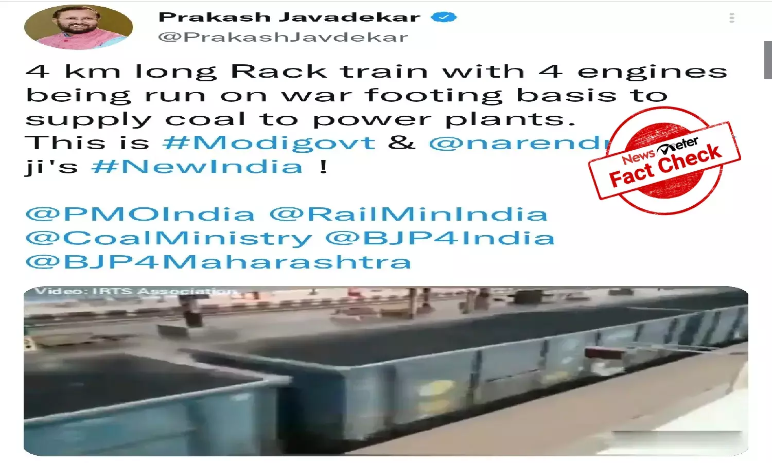 Fact Check: Viral video of train carrying coal is eight month old