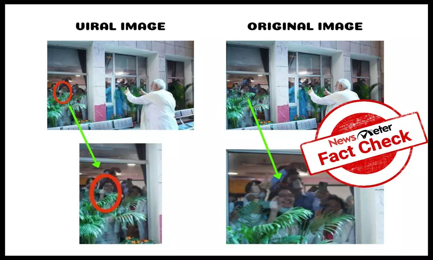 Fact Check: Morphed image shows healthcare worker making rude gesture at Modi