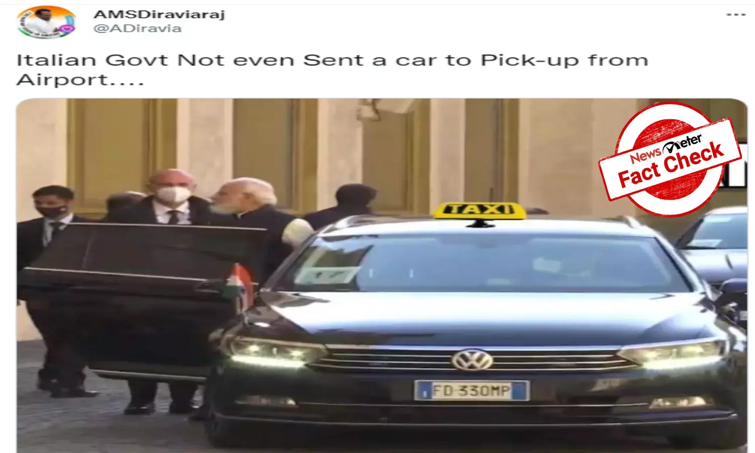 Pictures of PM Modi boarding a taxi in Italy are morphed