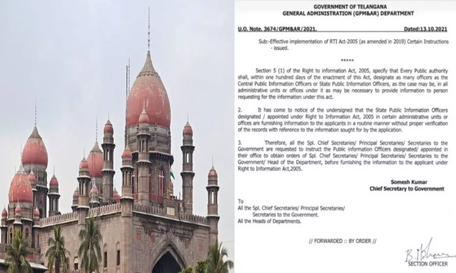 TS High Court stays chief secys controversial order seeking stricter scrutiny of RTI applications