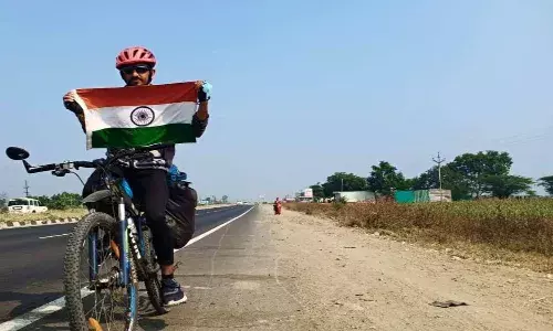 Pedalling for environment: On worlds longest cycle journey, Greenman reaches Palmaner