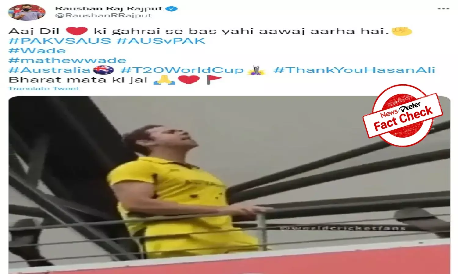 FACT CHECK: `Bharat Mata Ki Jai video is not linked to Pak-Aus match in T20 WC