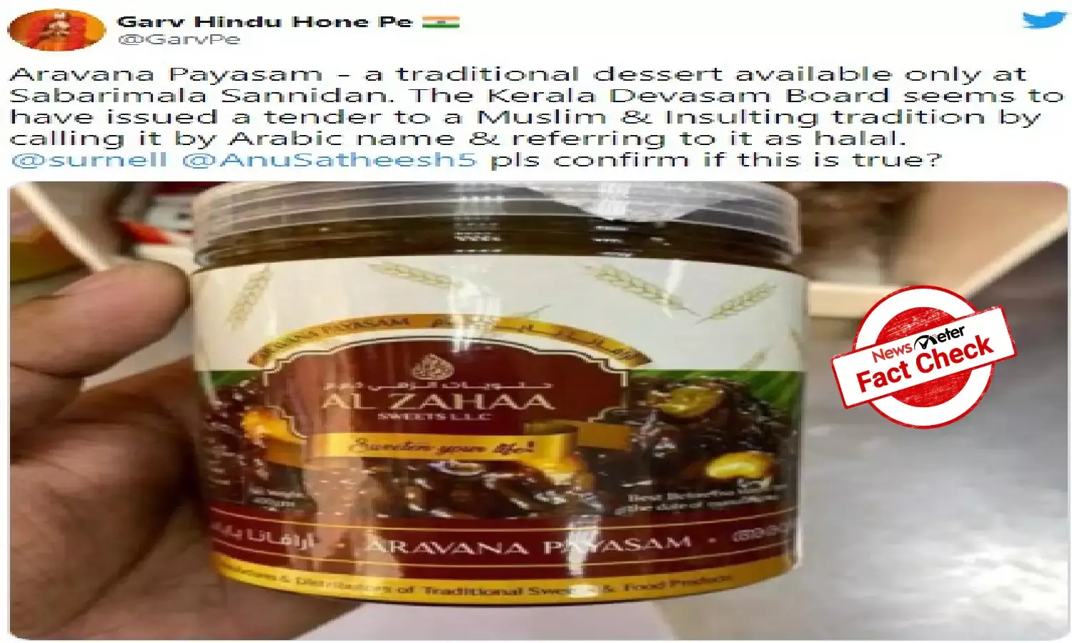 Fact Check: Is UAEs `AL Zahaa manufacturing Aravana Prasadam for Sabarimala Temple?