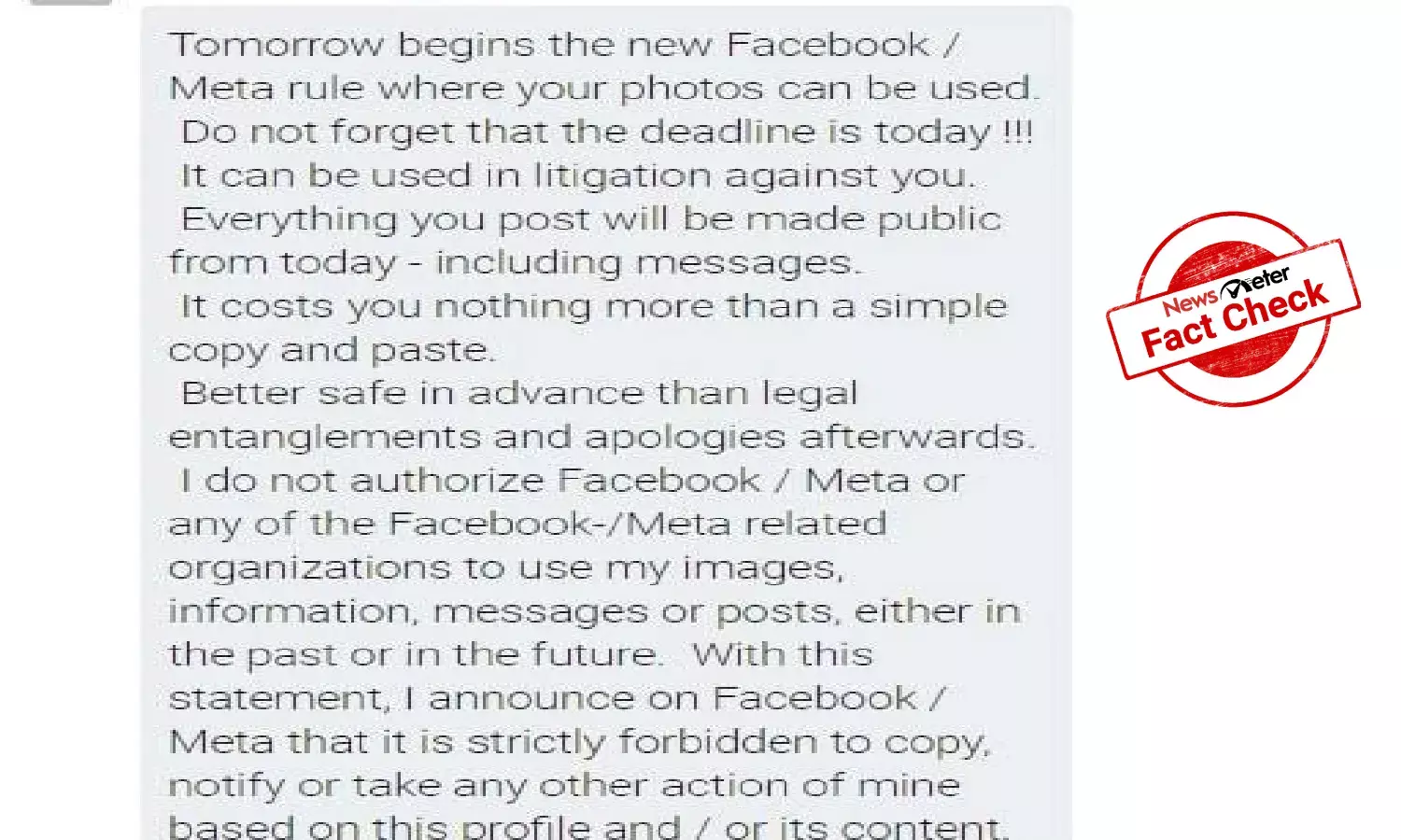 Fact Check: Meta is not changing Facebook privacy policy, viral message is false