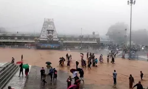 Tirupati rains: TTD stalls entry of pilgrims; three temple pillars affected