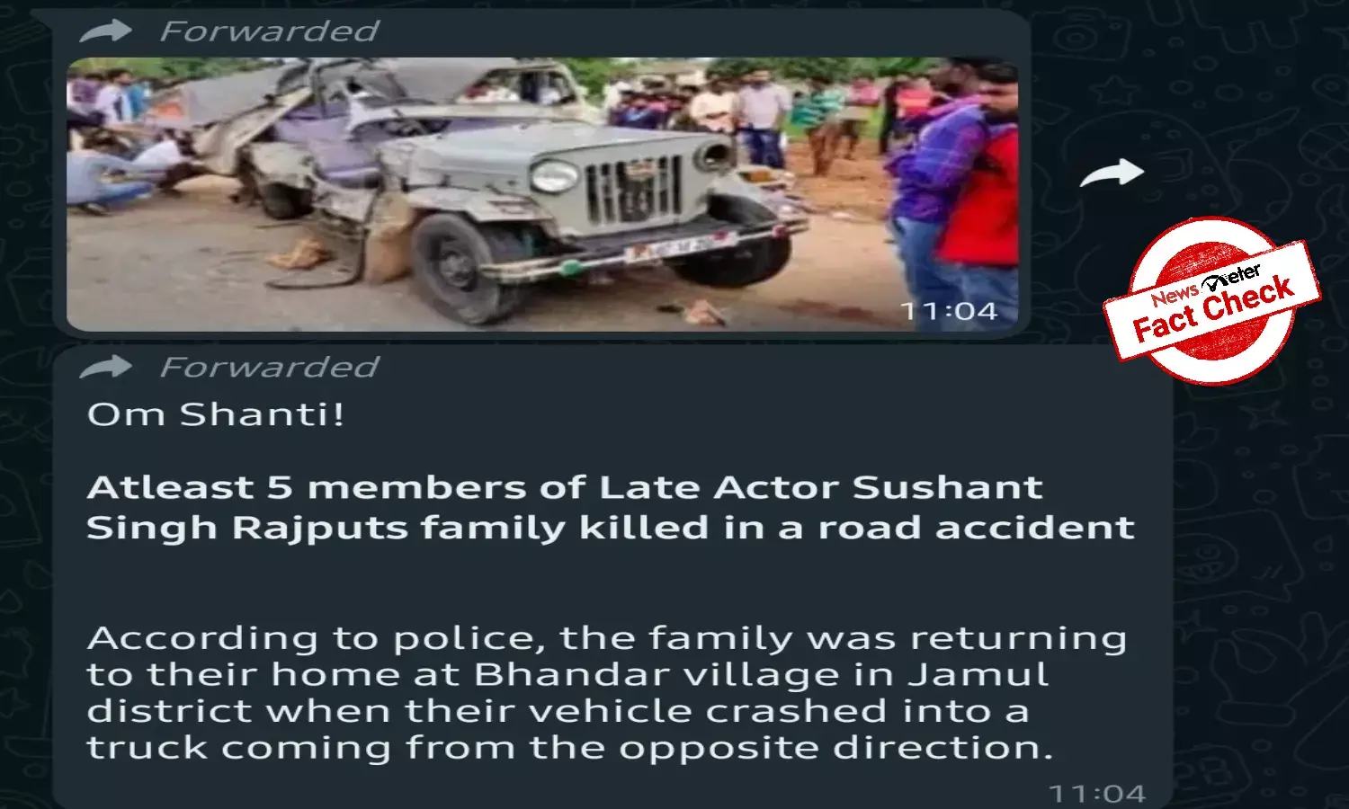 Fact Check: Is this image from road accident that killed 5 members of Sushant Singh Rajputs family? Heres the truth