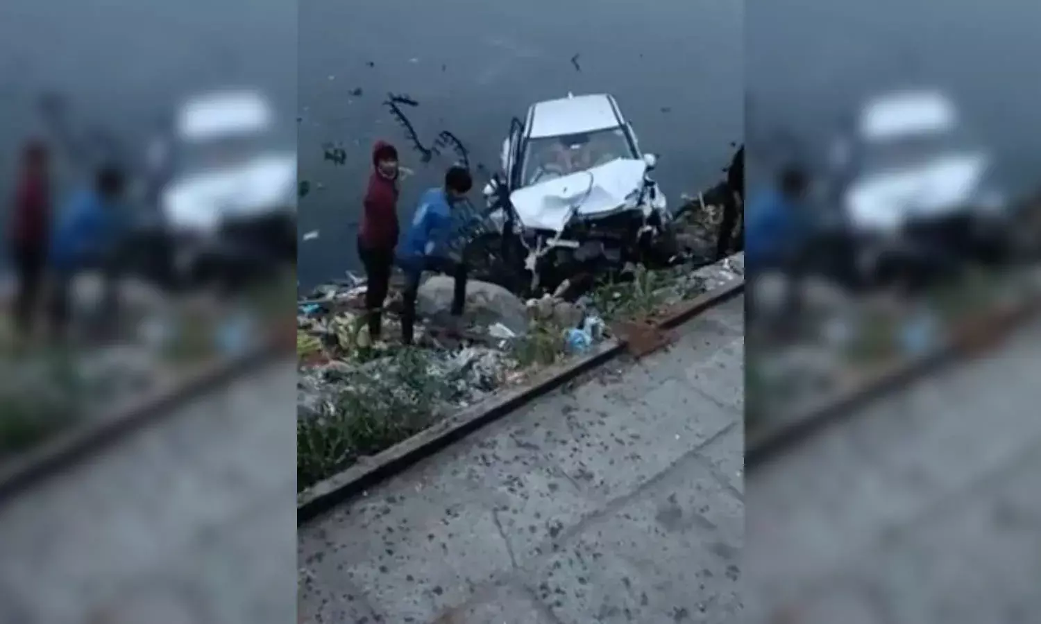 Car falls into Hussain Sagar, 3 injured