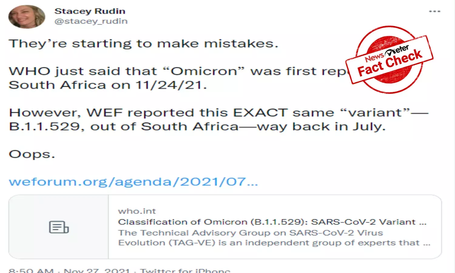 FACT CHECK: World Economic Forum did not report on Omicron variant in July