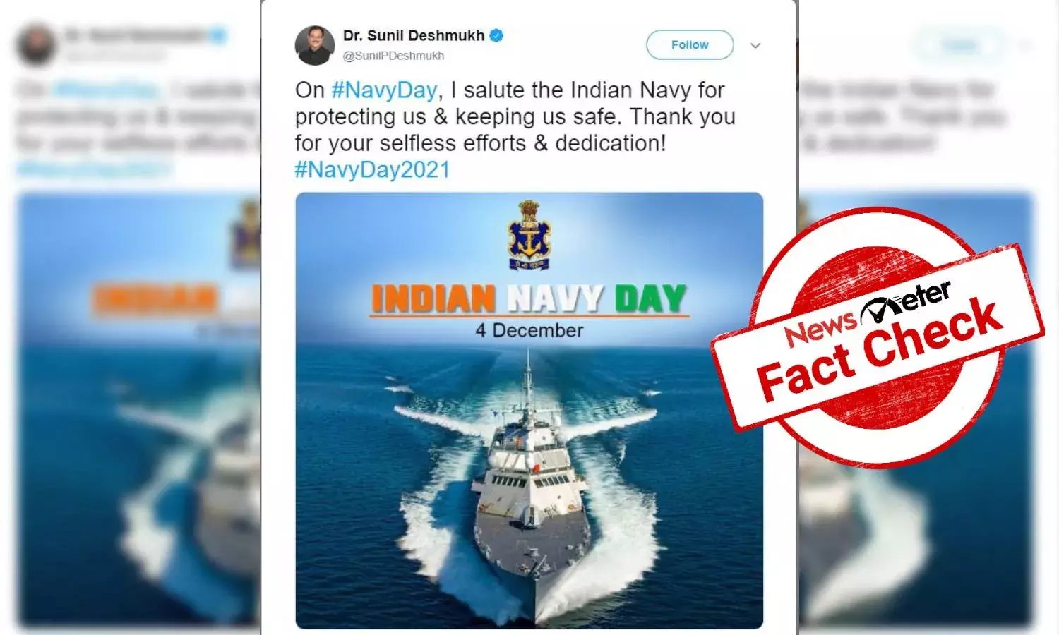 Fact Check: Political leaders share photo of US Navy ship to celebrate Indian Navy Day