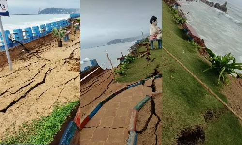 `Jawad aftermath: Coastal erosion hit RK Beach in Vizag, damage park