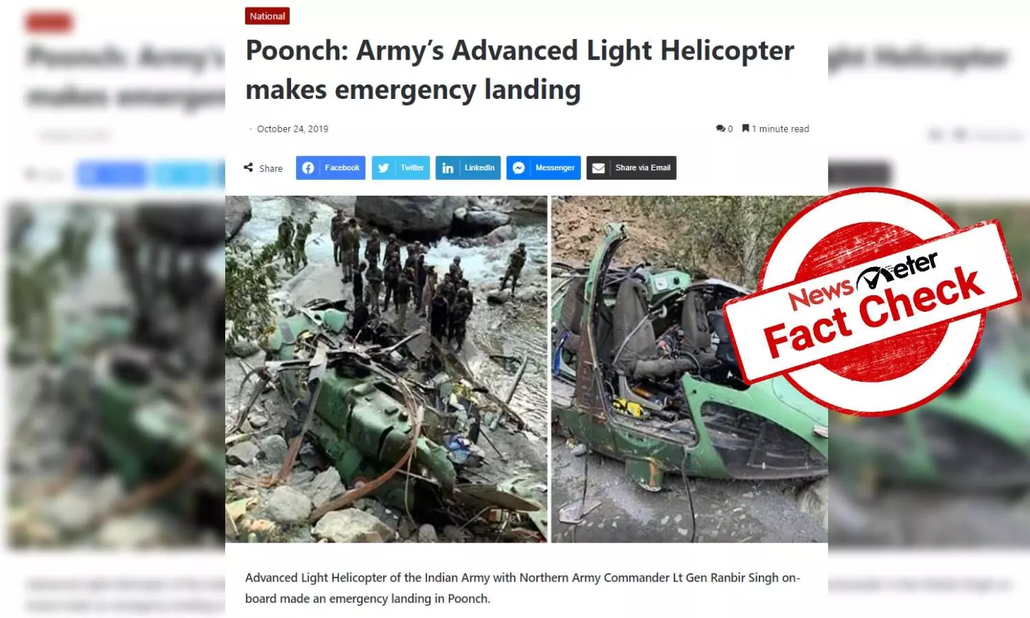 Fact Check: Pictures of 2019 Poonch crashlanding shared as chopper crash in Coonoor