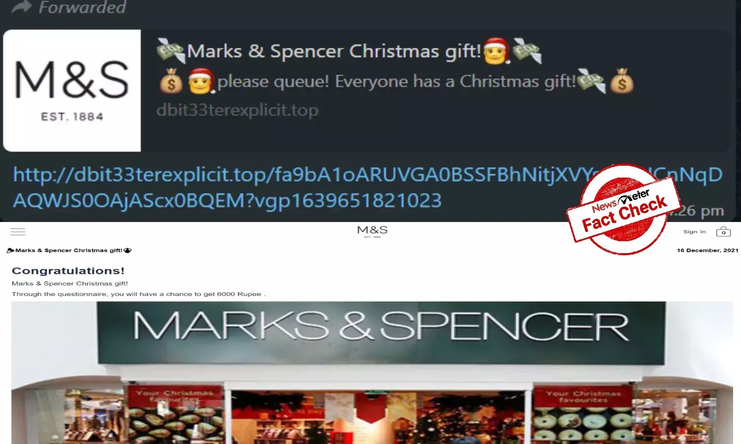 Fact Check: Marks and Spencer is not giving away Rs. 6,000; viral message is a hoax