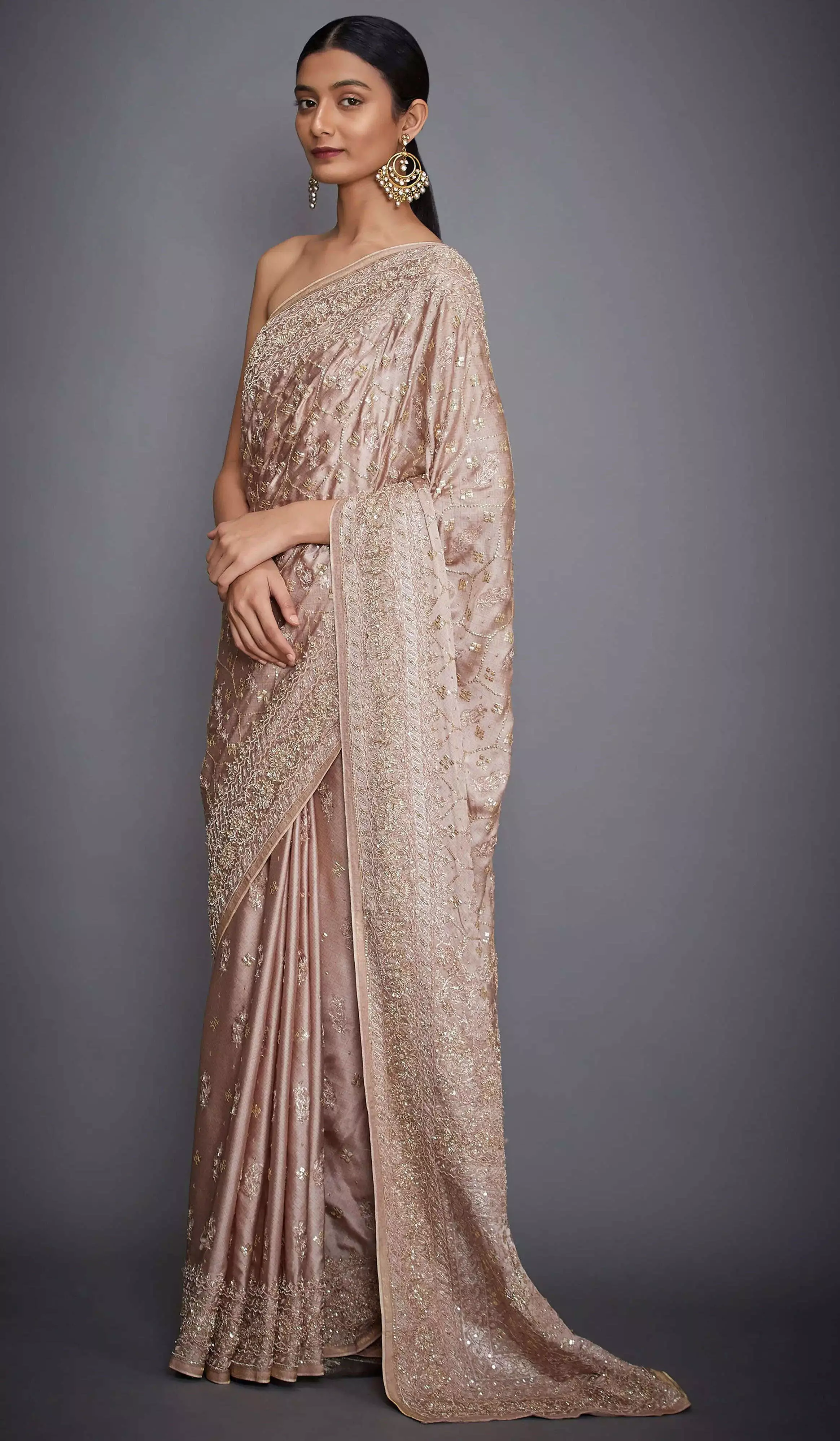 Black Zari Embroidery Stone Border Georgette Party Wear Wedding Saree for  Women | eBay