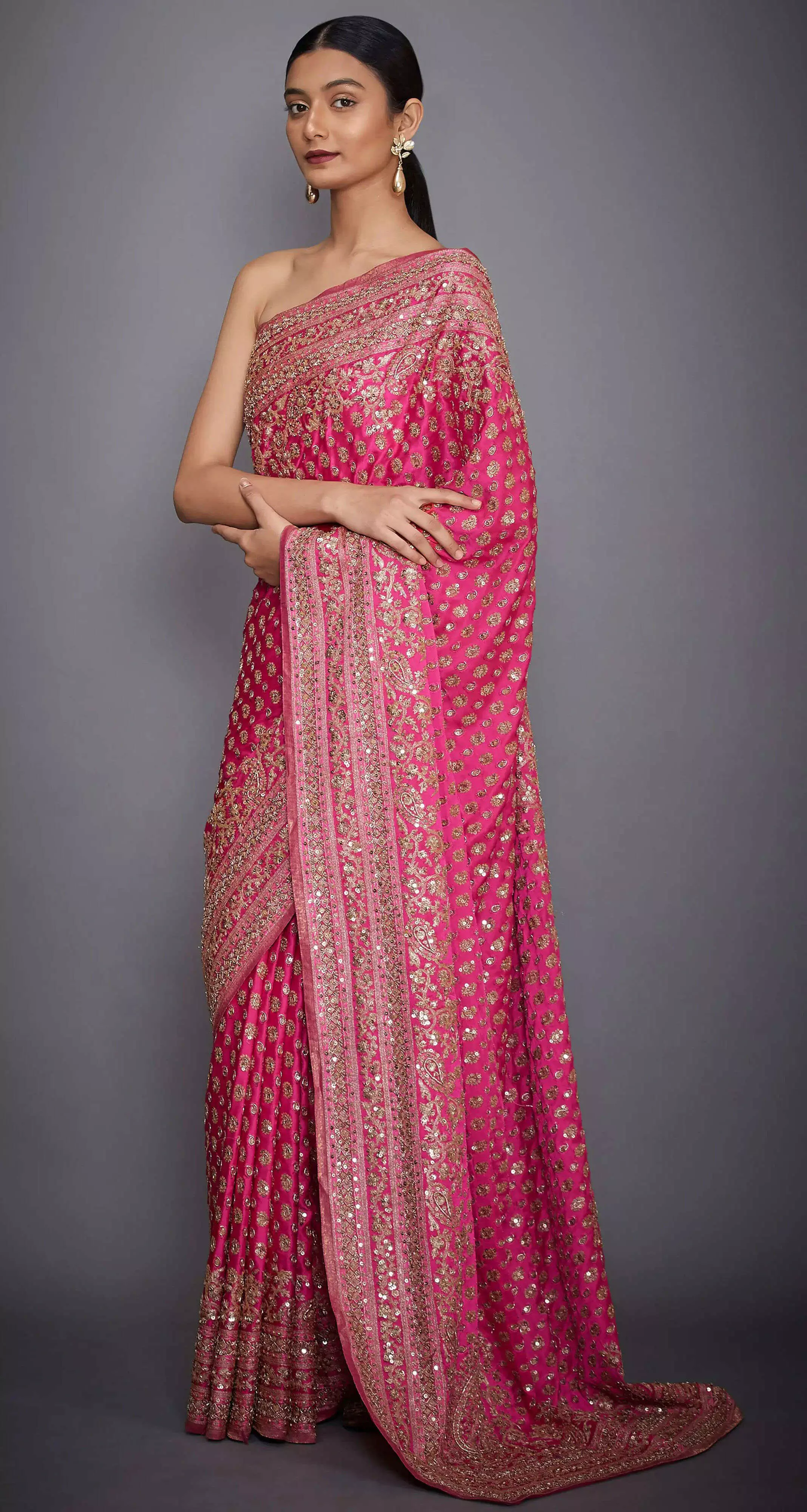 Kumar Chinon Silk Embroidered Saree With Unstitched Blouse Fabric |  forum.iktva.sa