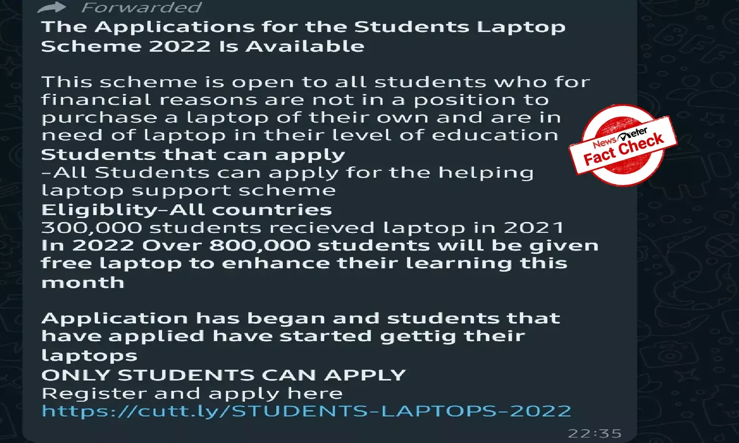 Fact Check: Beware! Free laptop scheme for students is hoax