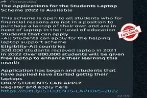 Fact Check: Beware! Free laptop scheme for students is hoax Fact Check: Beware! Free laptop scheme for students is hoax