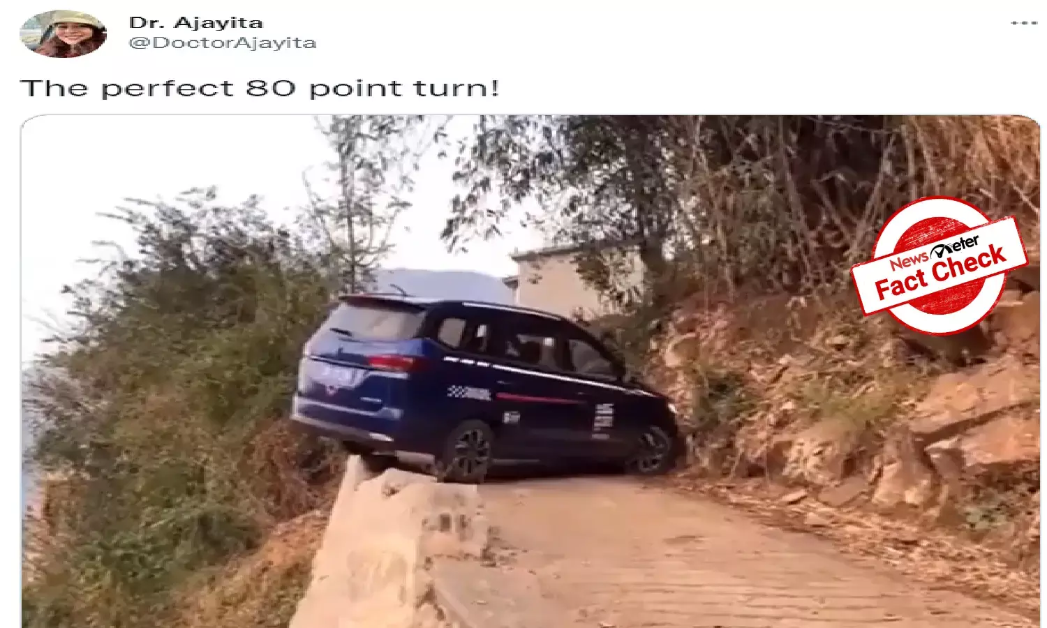 Did a driver execute a perfect U-turn on a cliff?