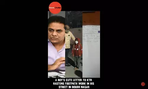 A boys cute letter to KTR hastens footpath work in his street in Boudh Nagar