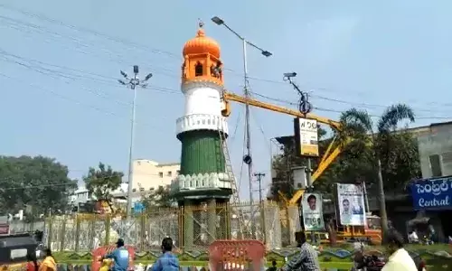 After BJPs protest, Gunturs Jinnah tower painted in tricolor