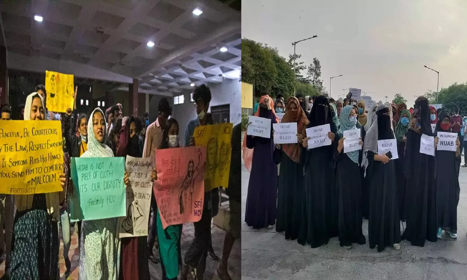 UoH, MANUU students launch protests in Hyderabad over Ktaka hijab controversy