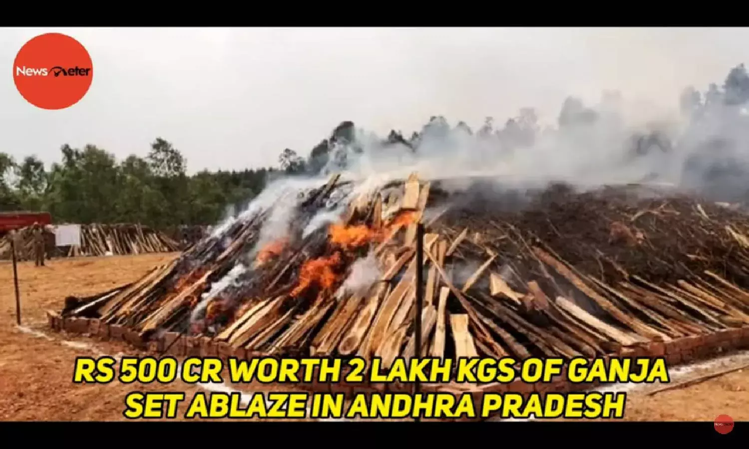 Rs 300 Cr worth 2 lakh kgs of Ganja set ablaze in Andhra Pradesh