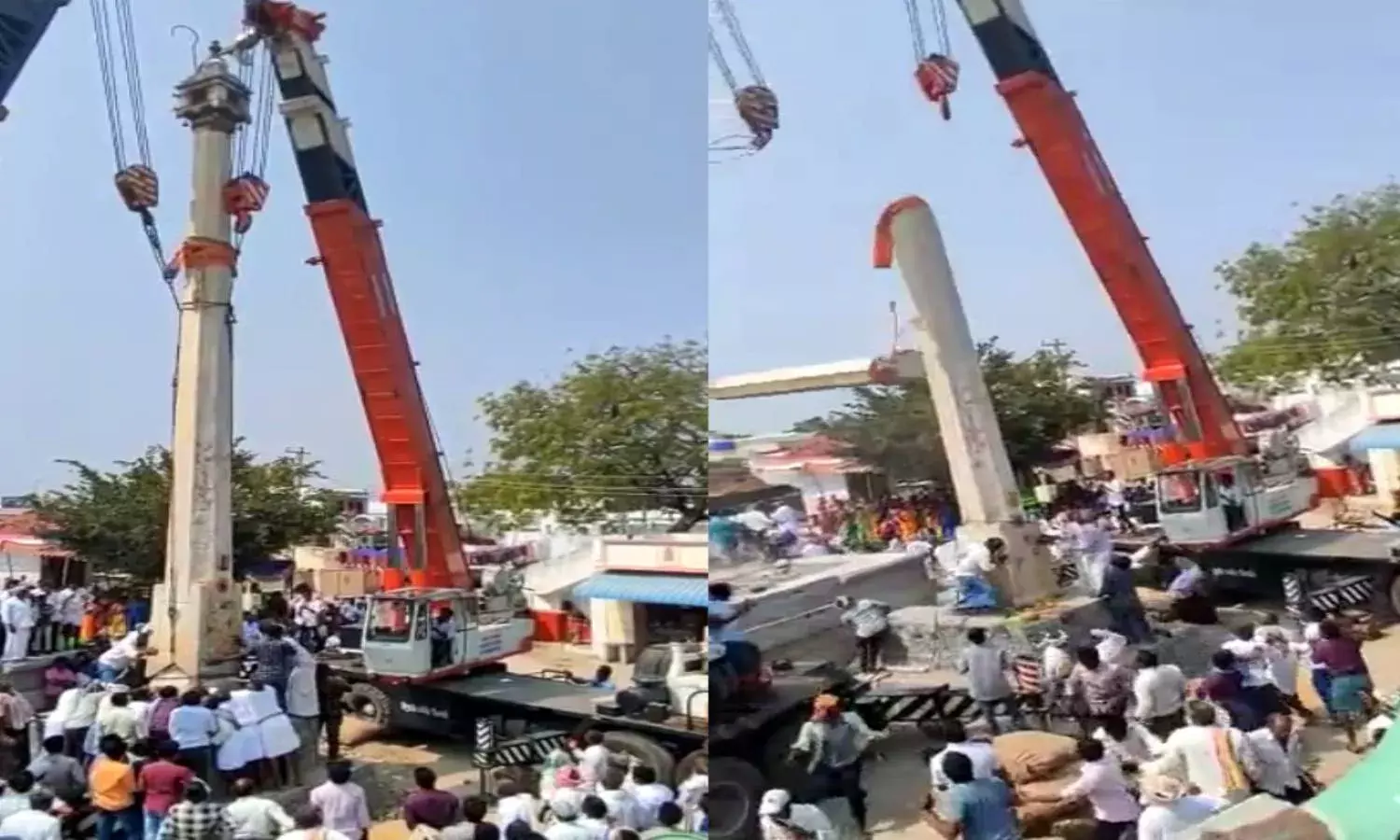 Dwajasthambham: Miraculous escape for people as pole collapses during restoration work