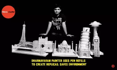 Hawa Mahal to Charminar: Dharmavaram painter uses pen refills to create replicas; saves environment
