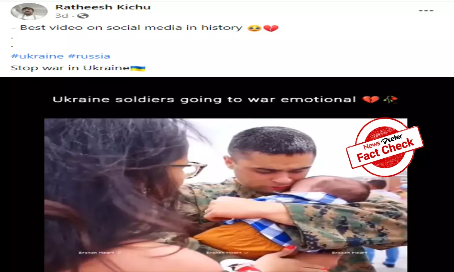 US corporals reunion with family passed off as Ukrainian soldier going to war