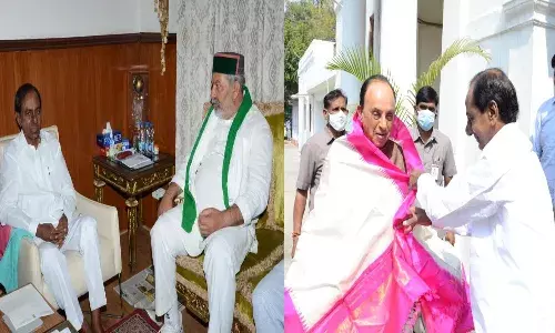 KCR meets Rakesh Tikait, Subramanian Swamy in New Delhi