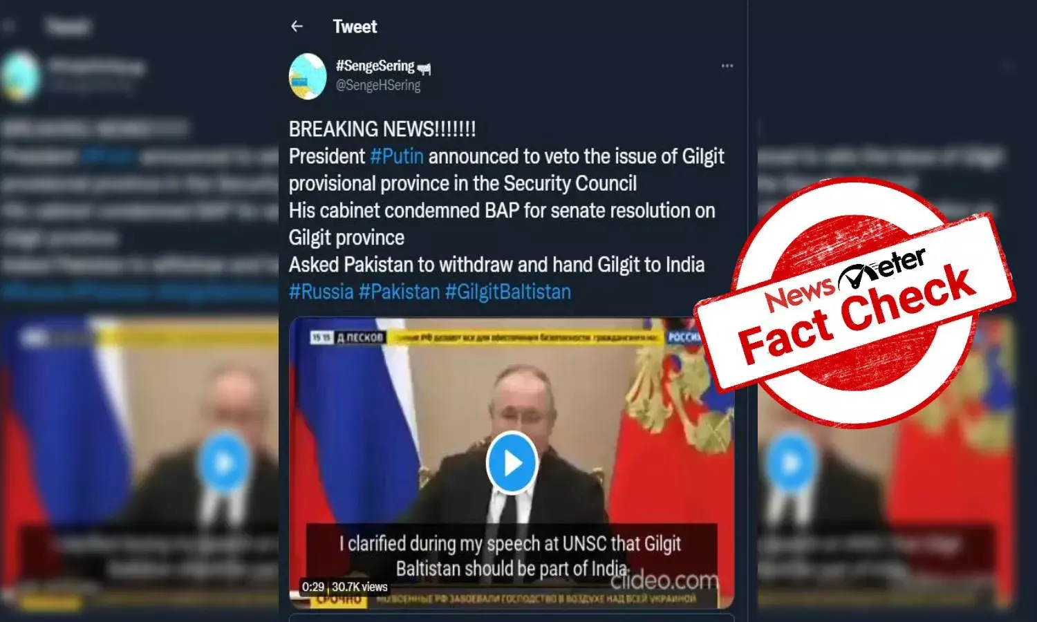 Fact Check: Edited video shows Putin supporting Indias stance on Gilgit Baltistan issue