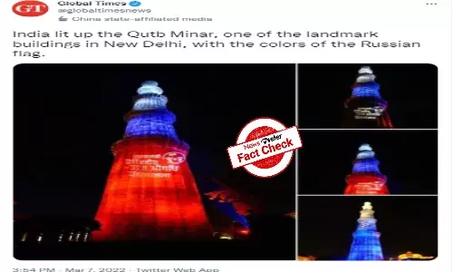 Qutub Minar was not illuminated with colors of Russian flag, viral claims are false