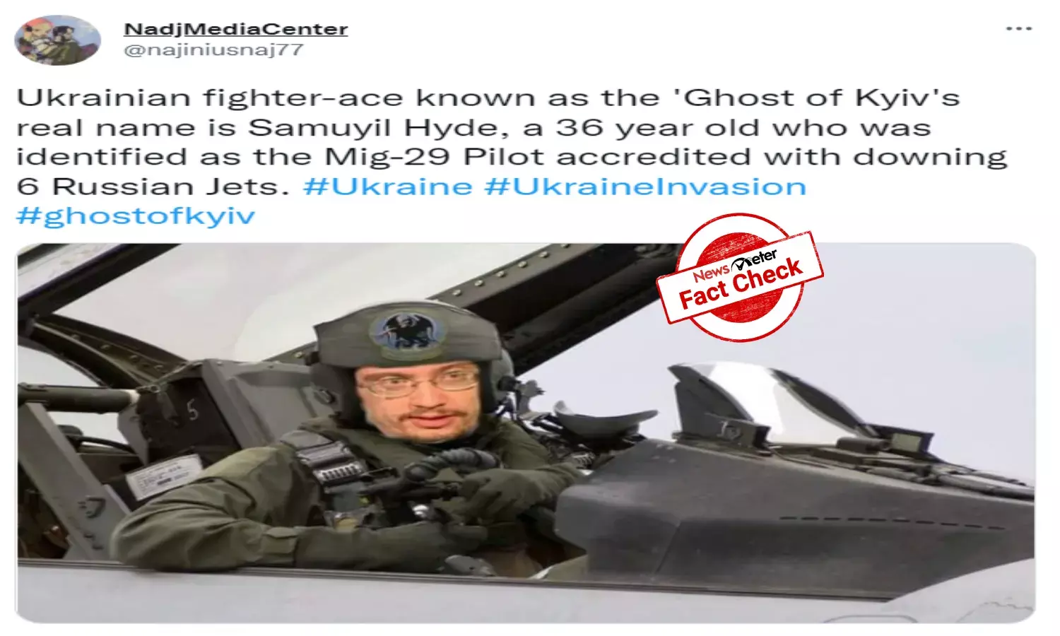 Fact Check: This is not the photo of Ukrainian ace fighter pilot Ghost of Kyiv