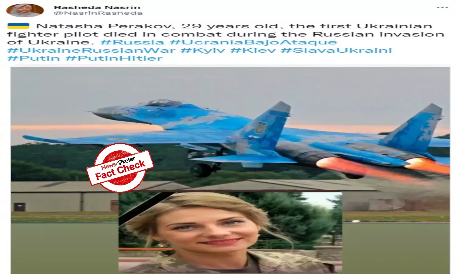 Fact Check: Is this a photo of Ukraines first female fighter pilot killed in the ongoing war with Russia? Details inside