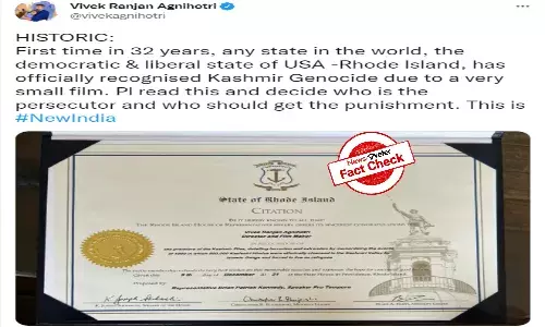Rhode Island has not recognized Kashmir Genocide, viral claims are false