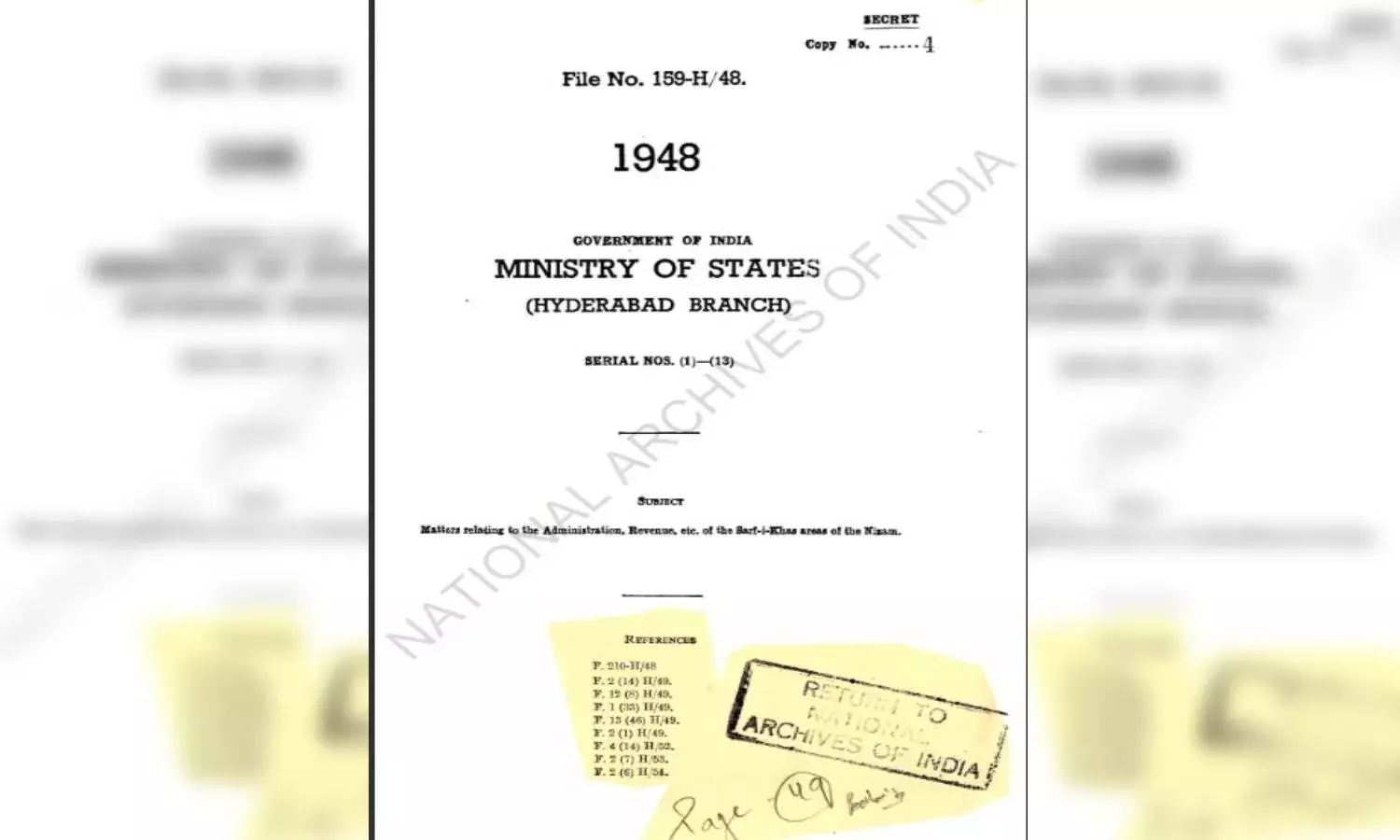 1948/1949 - How a group of dedicated men facilitated Hyderabads integration with India