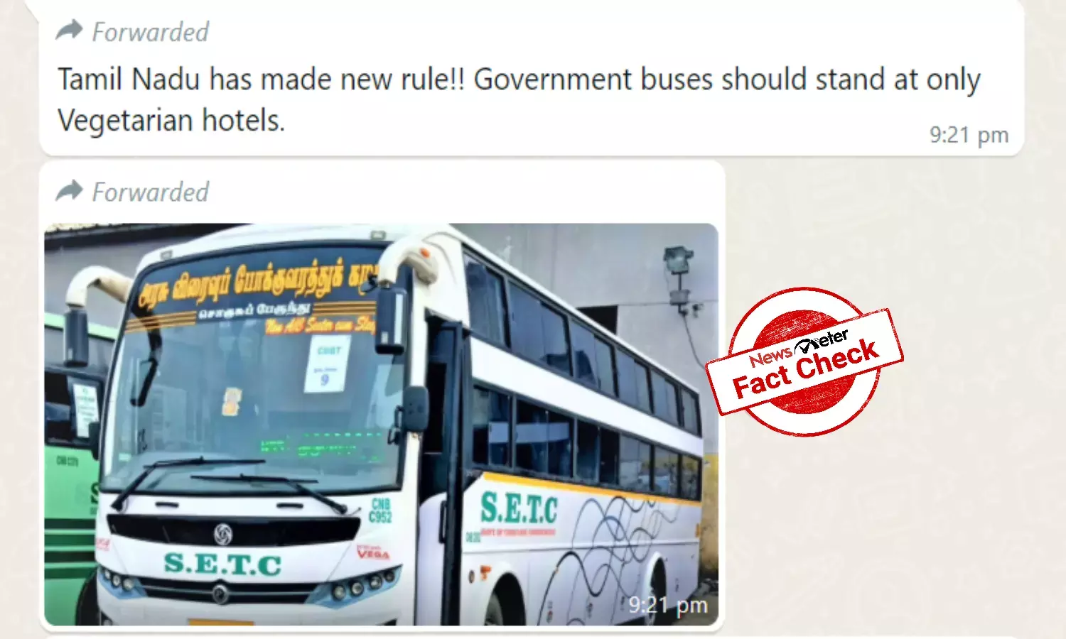 Did TN govt ask STC drivers to stop buses at vegetarian eateries only?