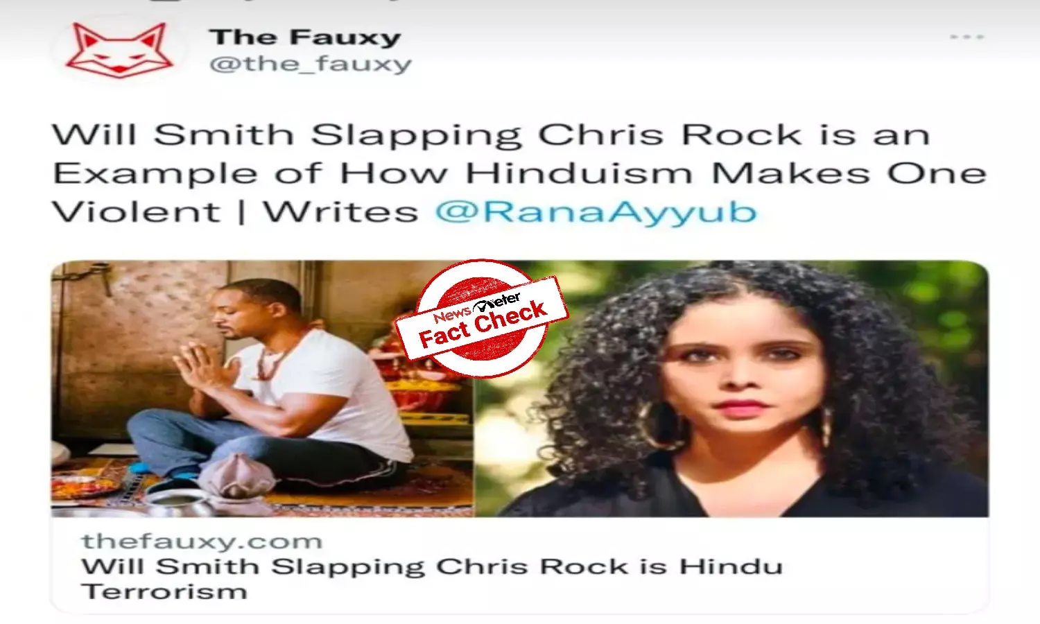 `The Fauxy article attributed to Rana Ayyub is satirical, not true