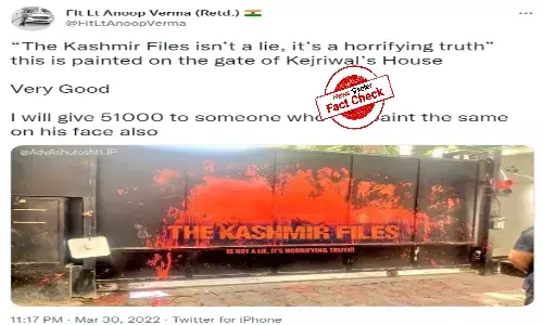 The Kashmir Files: BJP activists broke barriers, paint Kejriwals  gate