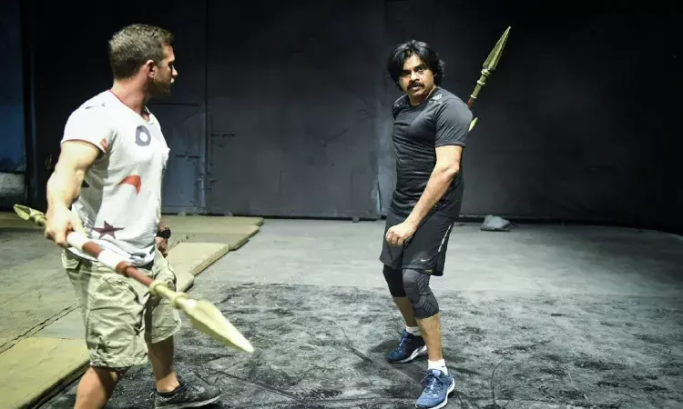 Photos: Pawan Kalyan rehearses for high-octane action scenes for Hari Hara Veera Mallu