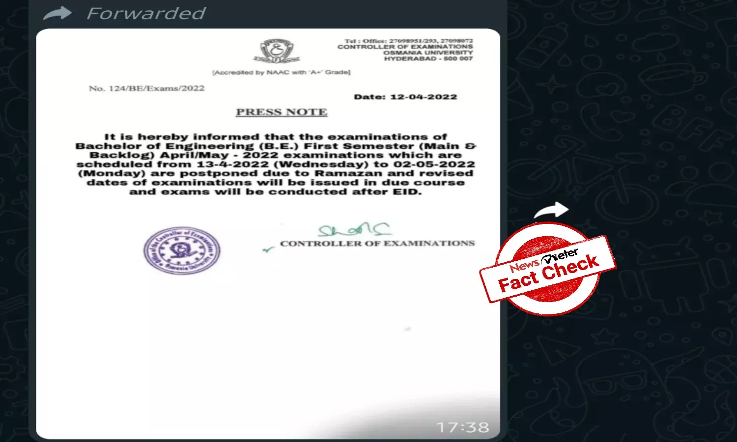 Fact Check: Viral circular about B.E first semester examination is fake