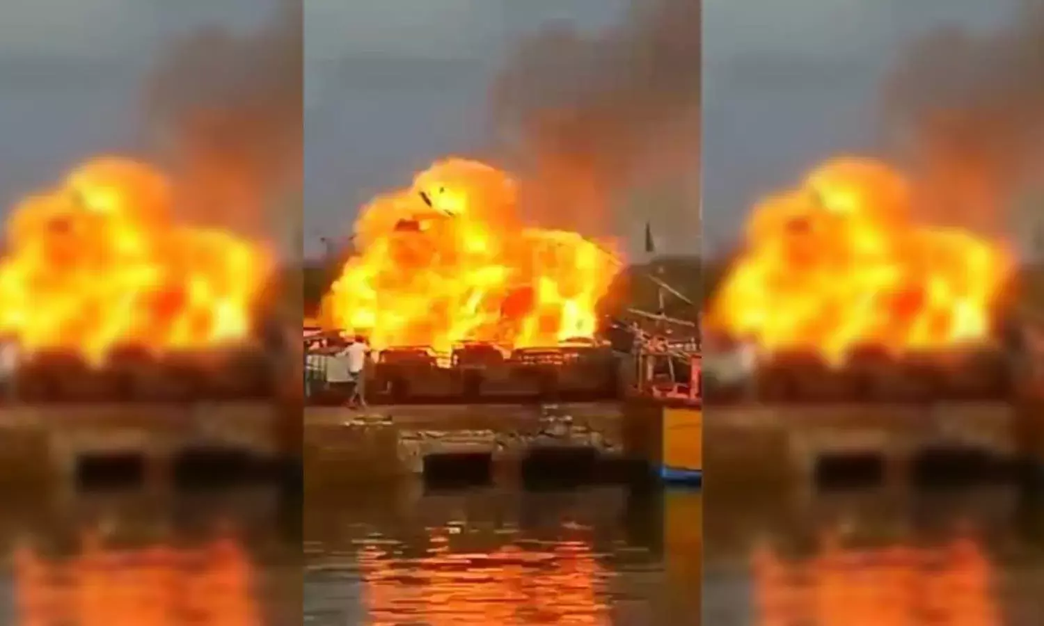 Video: Lucky escape for tea seller after his stall catches fire at Kakinada harbour