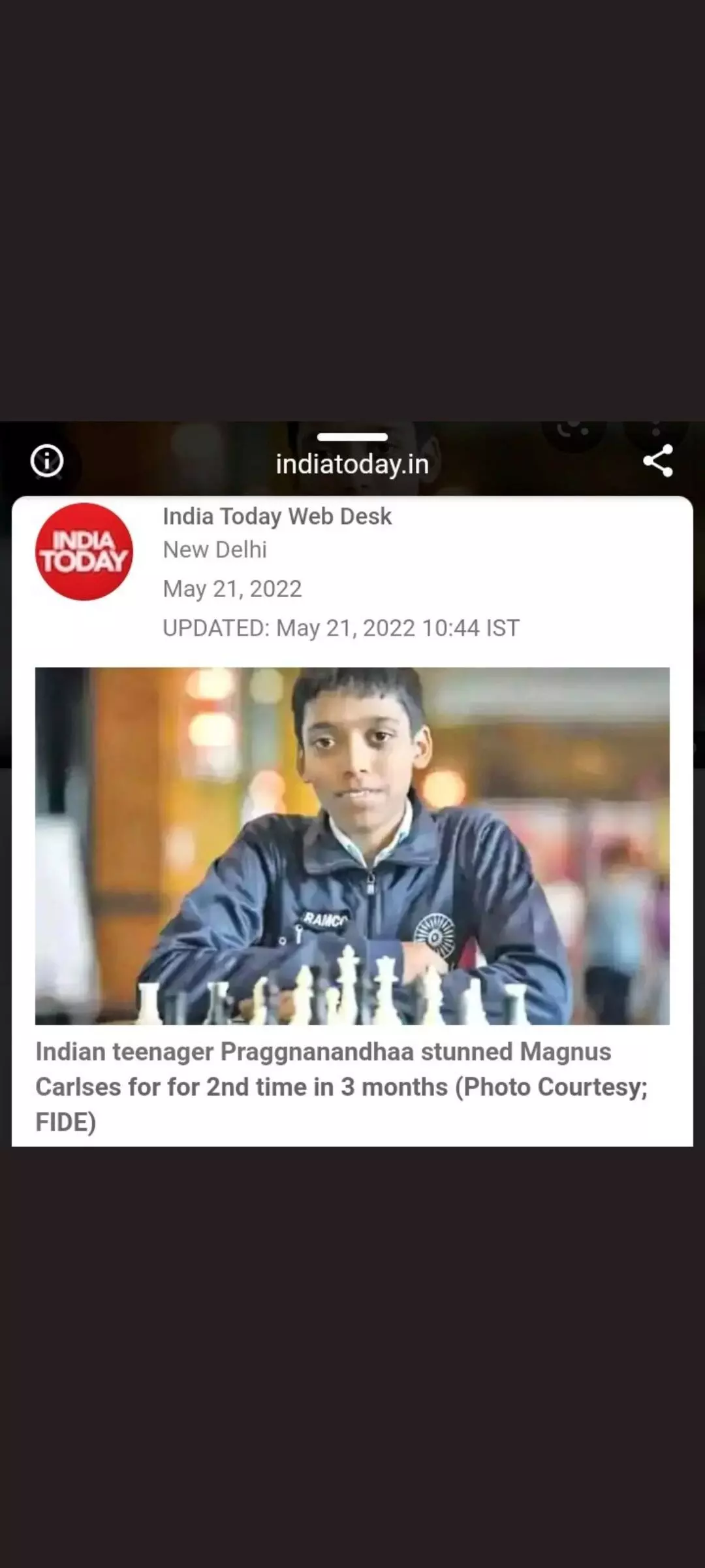 R Praggnanandhaa: 'I have surprised myself', says India's giant-slaying  chess genius Praggnanandhaa