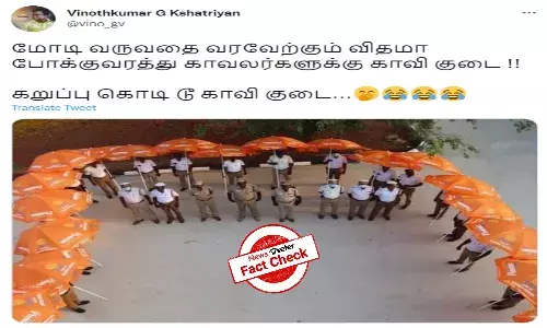 Fact Check: Did TN government provide saffron umbrellas to traffic police to welcome Modi?