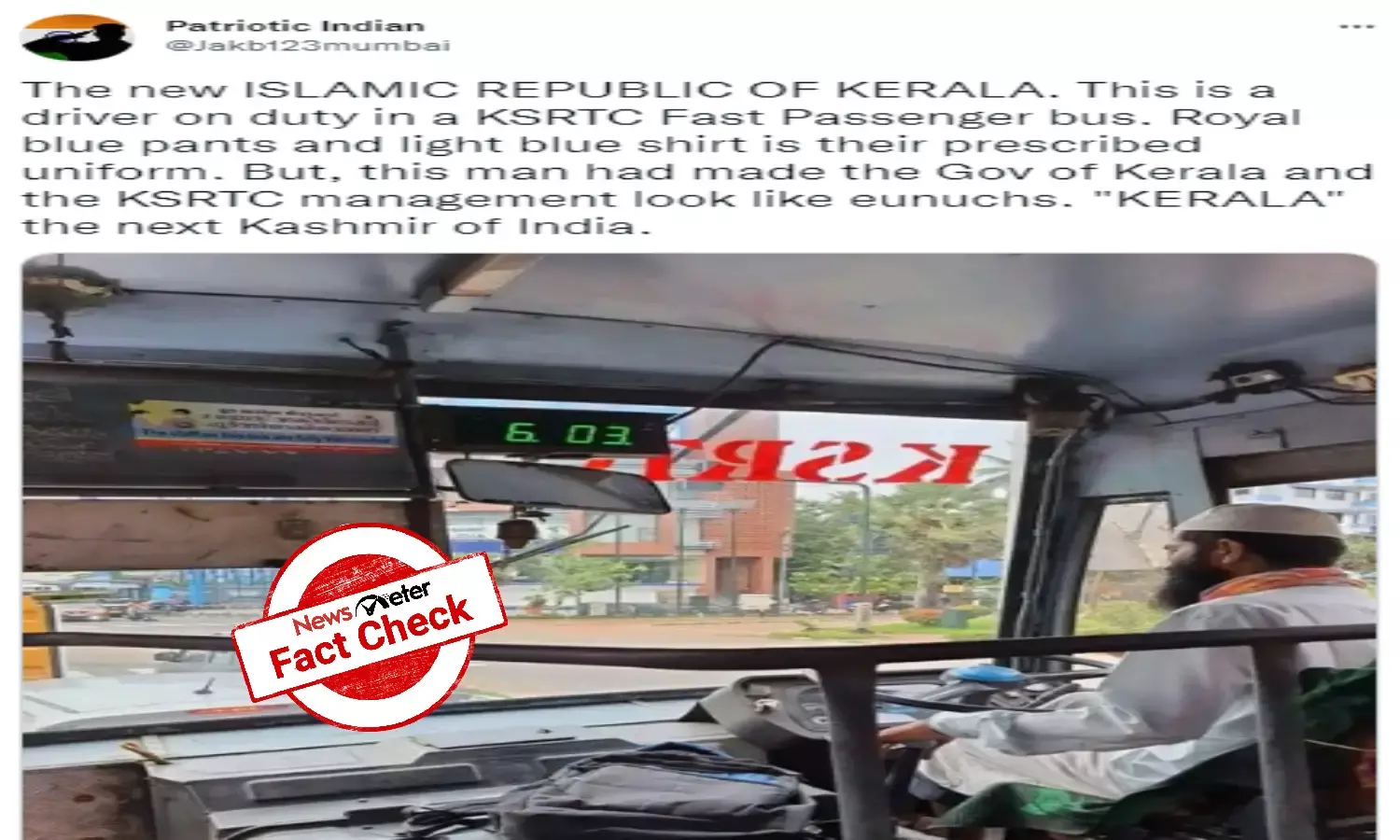 Picture of KSRTC bus driver shared with communal spin