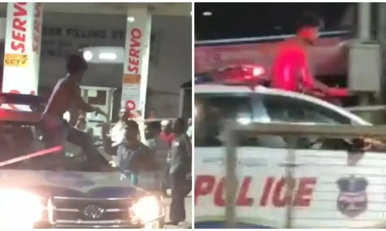 Asif Nagar cops arrest 28YO drunk man who climbed onto patrol car, damaged vehicle